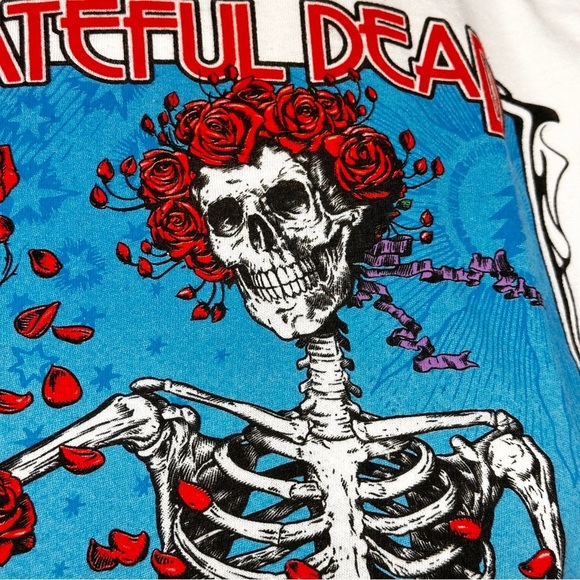 Grateful Dead Bertha Wheel & Roses White Athletic T-Shirt 2 Sided Size Small - Picture 9 of 11